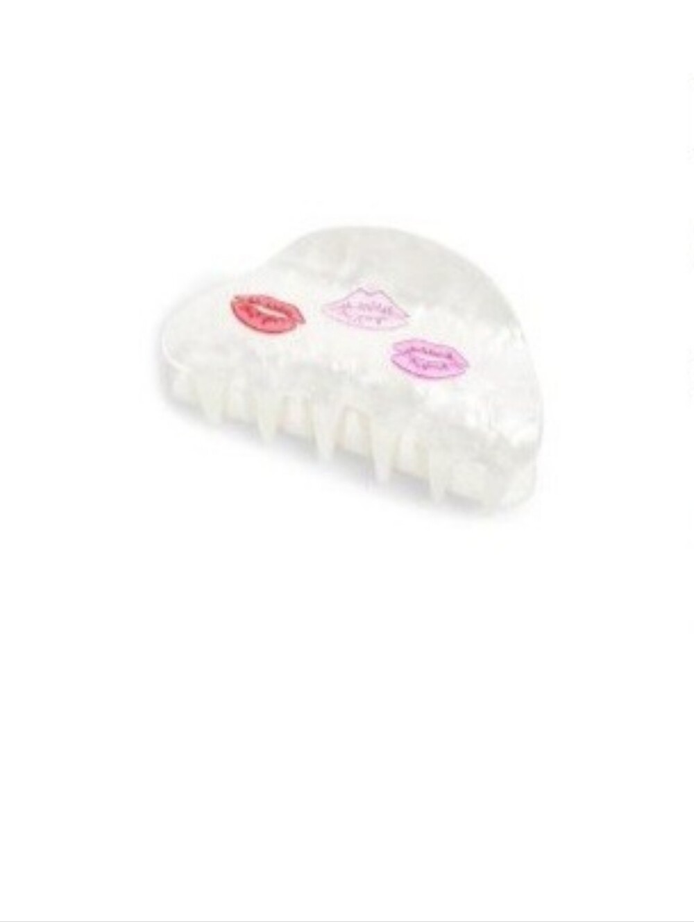 New Frasier Sterling Kisses White Heart Hair Claw Clip with Lip Print
